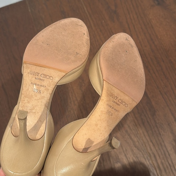 Jimmy Choo Tan Peep Toe Heels Size 39.5/9.5 - Picture 6 of 7